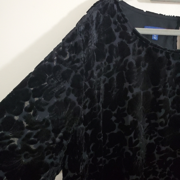 Talbots RSVP Floral Velvet Burnout Blouse Top Black Size 3X Witchy Whimsigoth - Picture 5 of 11